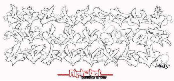 i love you graffiti art. A-Z alphabetical style love