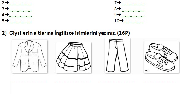 4. Sınıf İngilizce 2. Dönem 1. Yazılı Soruları 2012 2013 - Ödevvar,oguz