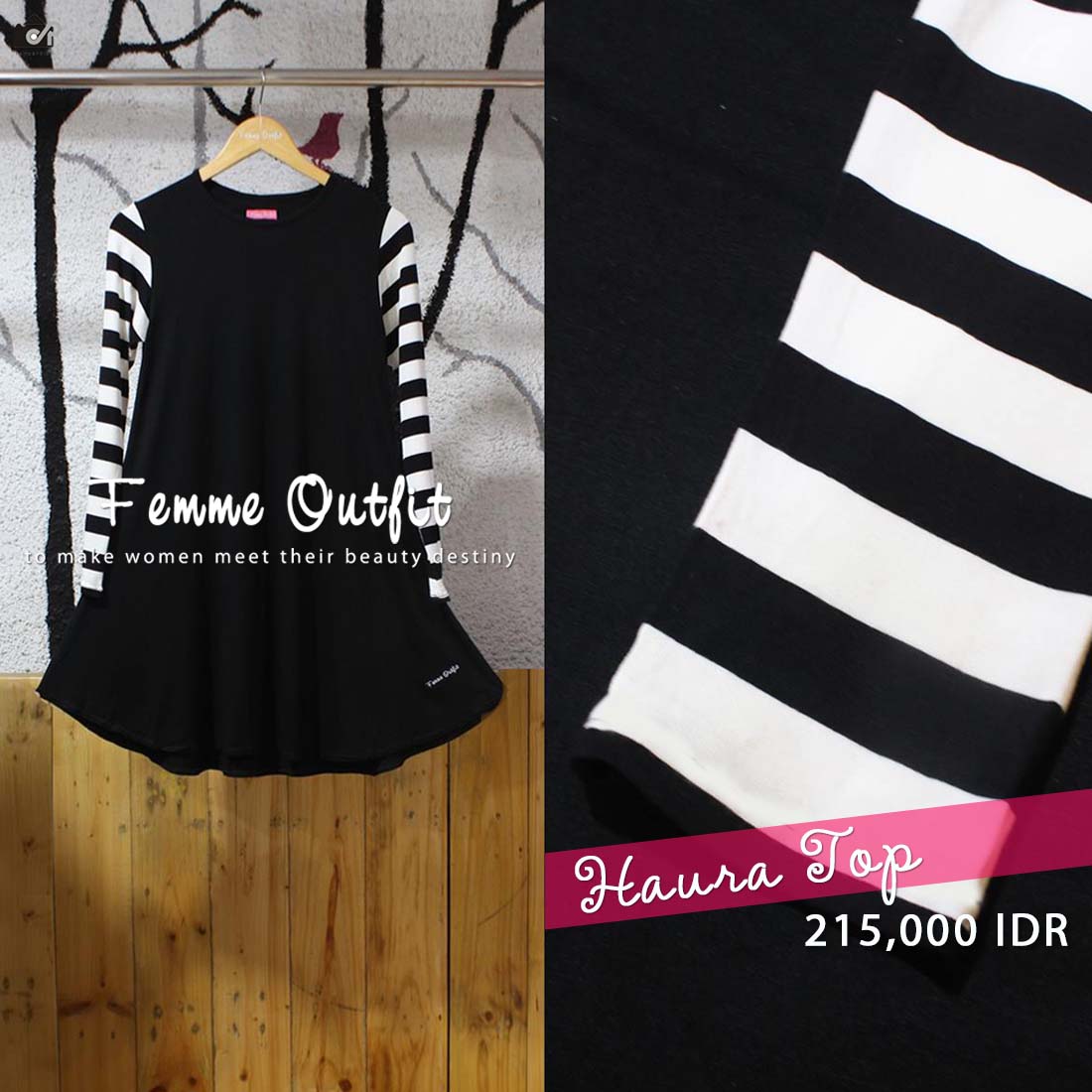 Haura Black femme haura top stripes black Haura Black femme haura top stripes black