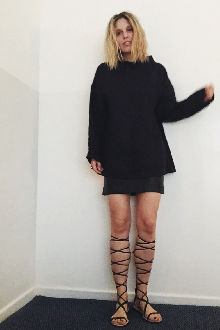 Fashion Over Reason, linen tunic, high Zara high top gladiators, leather vintage skirt Fashion Over Reason, linen tunic, high Zara high top gladiators, leather vintage skirt
