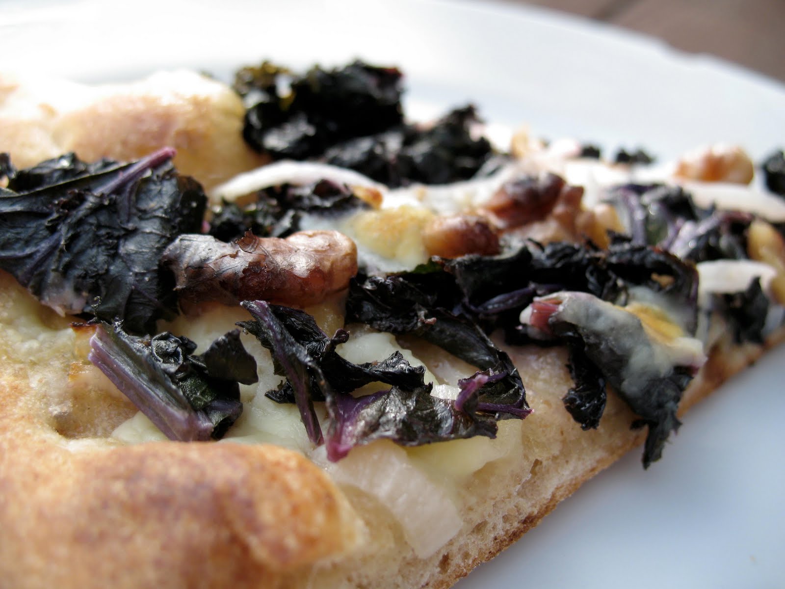 Kale Pizza with Blue Cheese and Walnuts Recipe mostly foodstuffs
