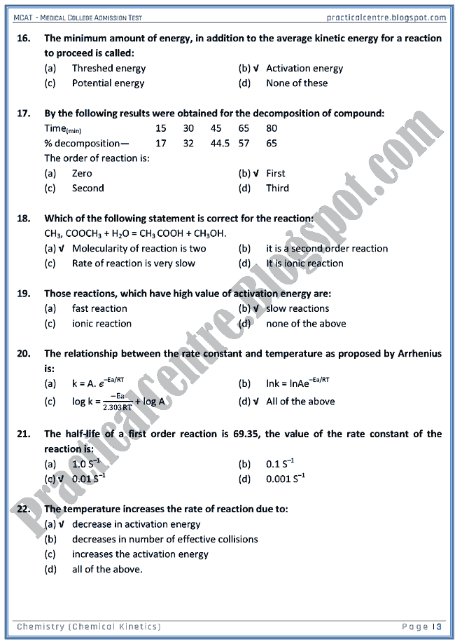 mcat-chemistry-chemical-kinetics-mcqs-for-medical-college-admission-test