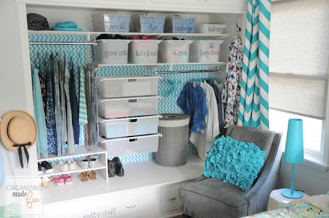 Turquoise Girls Teen Tween Closet Organized :: OrganizingMadeFun.com