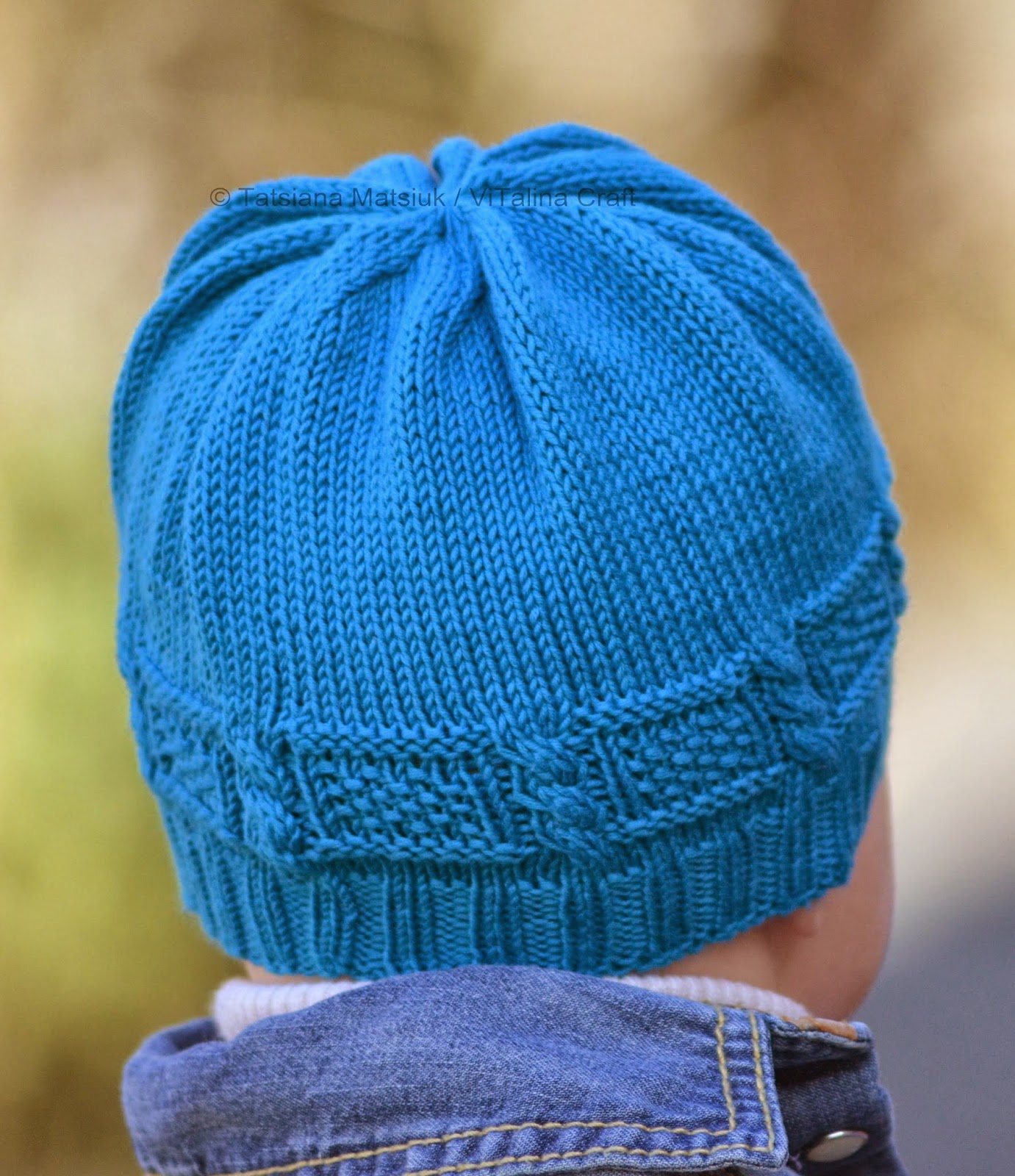 Azure Twist Flower Baby Hat Knitting Pattern ViTalina Craft