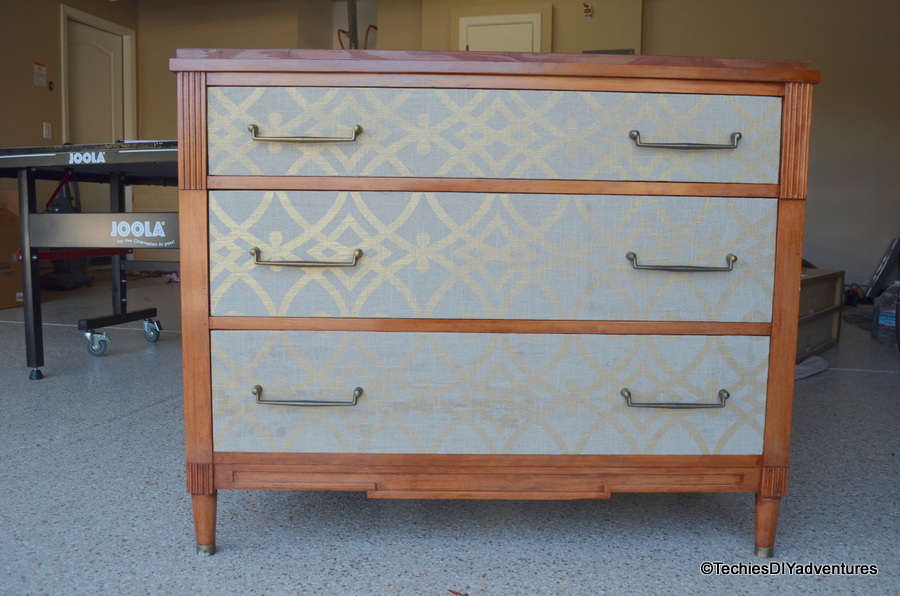 Fabric wrapped dual tone Dresser Tutorial Techie's DIY Adventures