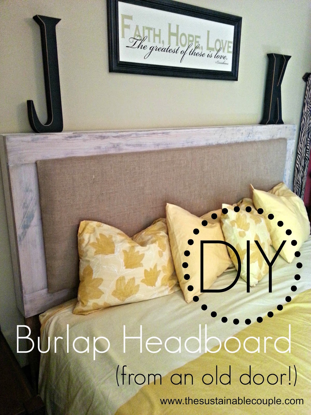 The Sustainable Couple Diy Padded Burlap Headboard From An Old