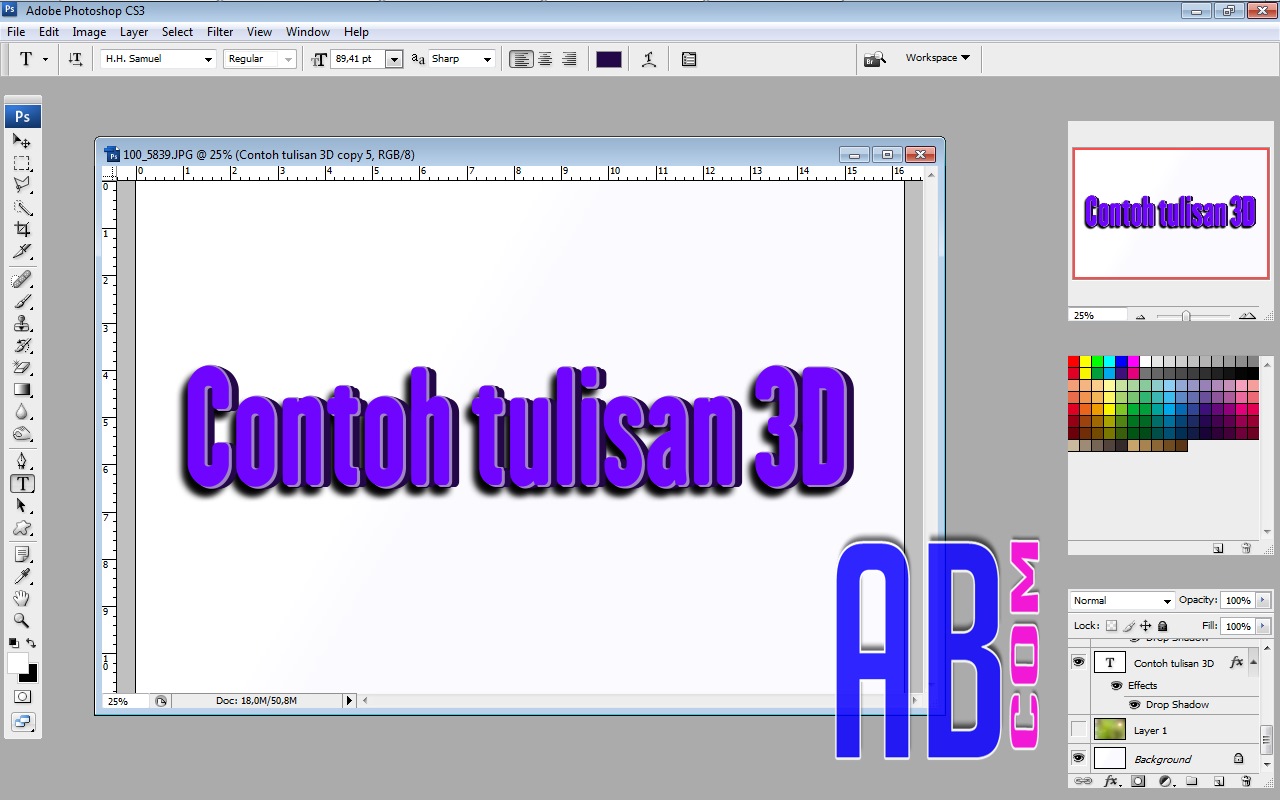 Cara mudah membuat huruf 3d di adobe photoshop - Abangbaim