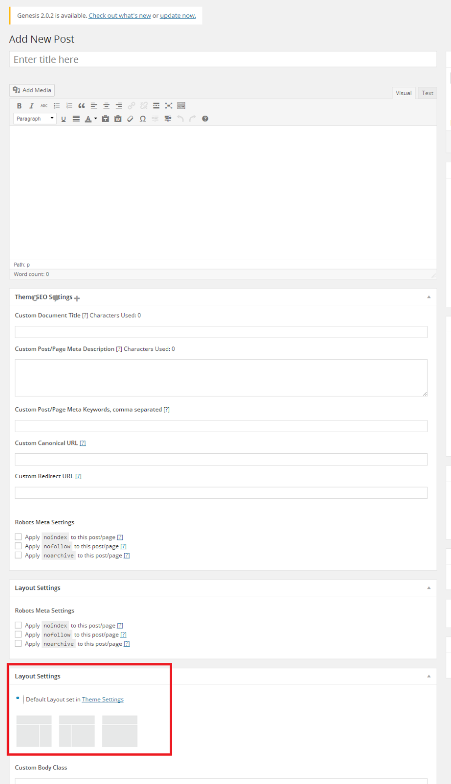 Select Right or Left Content Sidebar in Genesis Framework Free