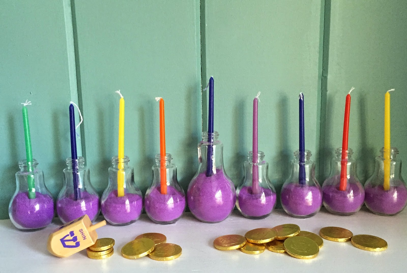 DIY Light Bulb Jar Hanukkah Menorah