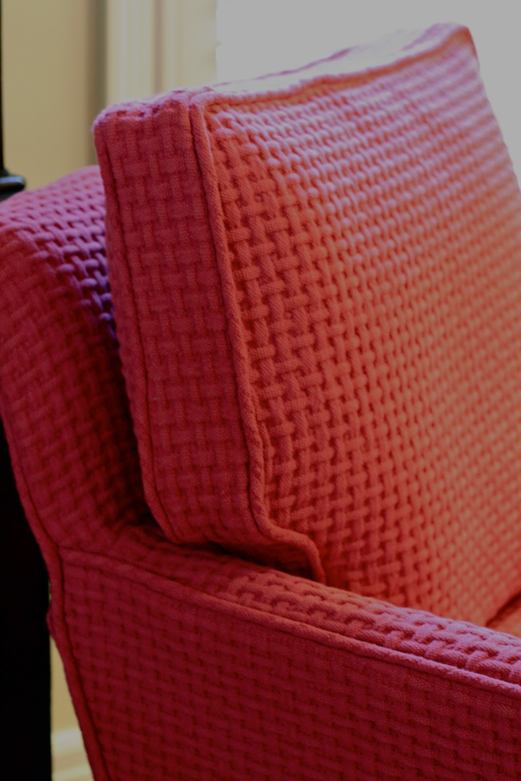 Custom Slipcovers by Shelley Red Basket Weave Chair