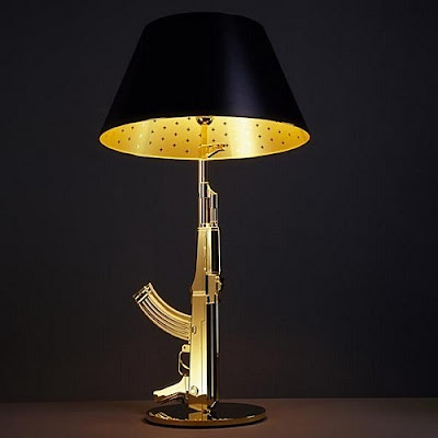 ak 47 lamp made of silver weapons art