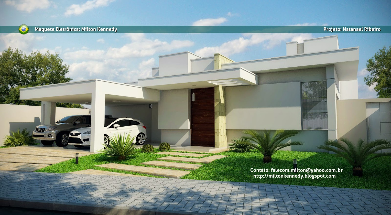 Residência condomínio fechado Maquete sketchup Vray psd