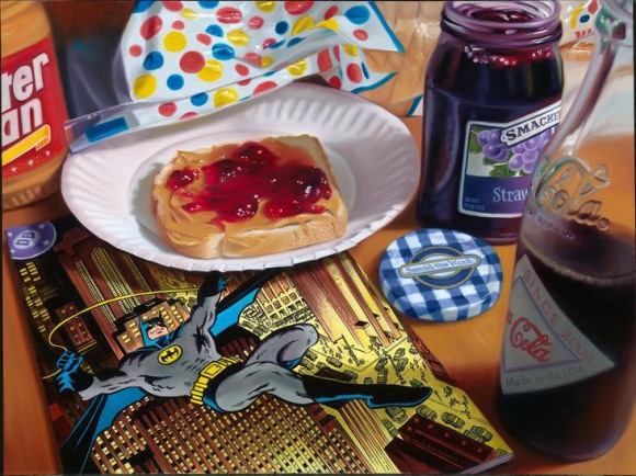 doug bloodworth pintura hiper realista revista quadrinhos super heróis comida bolacha leite café da manhã doug bloodworth pintura hiper realista revista quadrinhos super heróis comida bolacha leite café da manhã