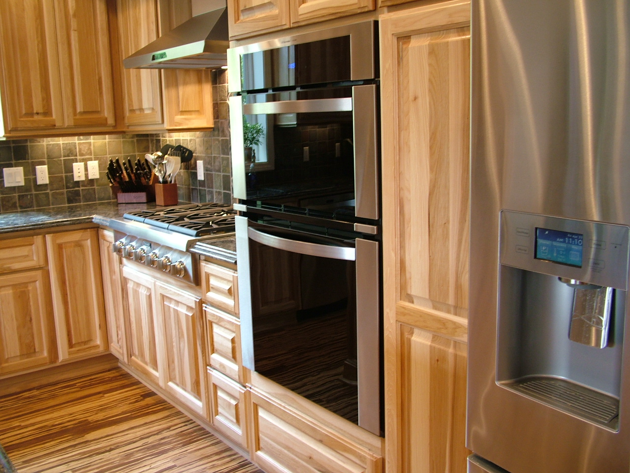 Photos of kitchen cabinets Hickory Kitchen Cabinets with Wood Floors