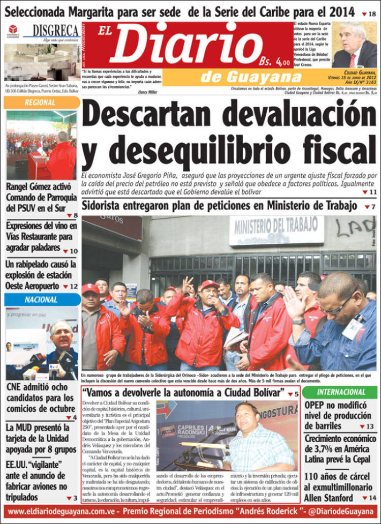 El Diario de Guayana (Bolívar) (15 de Junio 2012) El Diario de Guayana (Bolívar) (15 de Junio 2012)