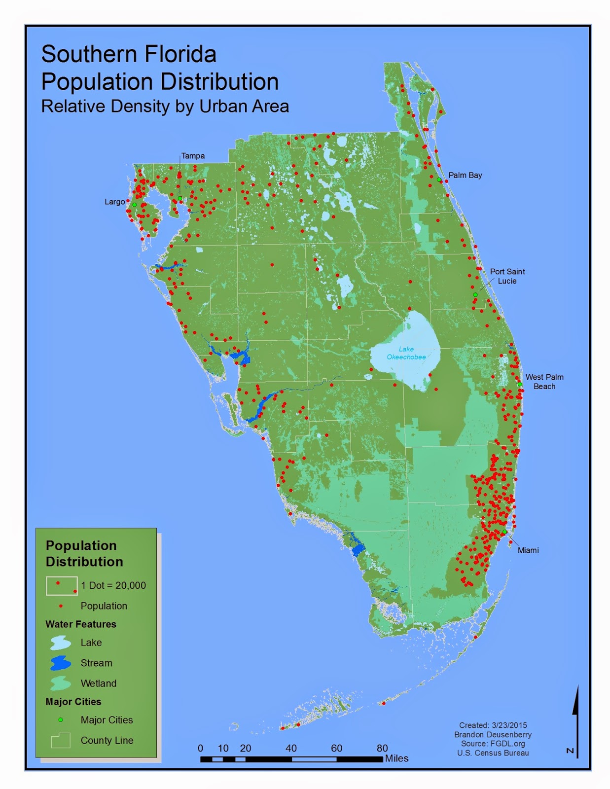 here is my southern florida population distribution map i ve tried to make it as simple a map as possible it is essentially just dots and legend here is my southern florida population distribution map i ve tried to make it as simple a map as possible it is essentially just dots and legend
