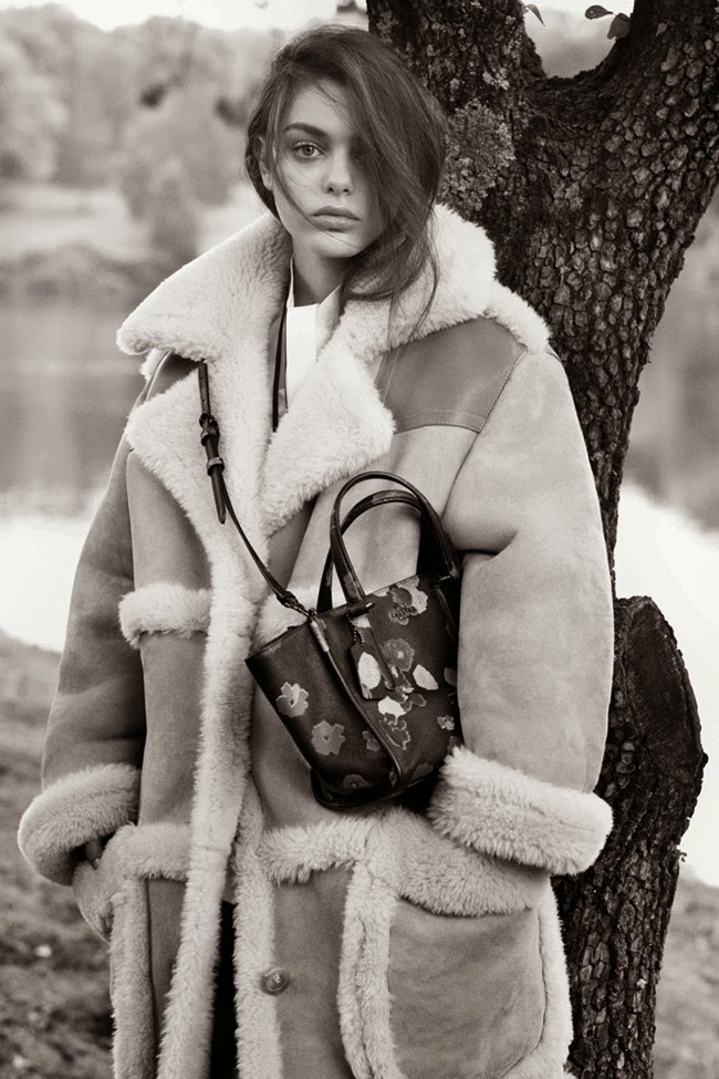 Coach F/W 2014 2nd Campaign, Odeya Rush Coach 2014 AW by Stuart Vevers Beige Shearling Coat Editorials