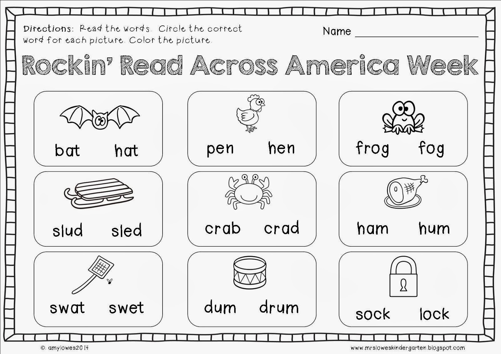 Mrs. Lowes' Kindergarten Korner Read Across America Week Activities