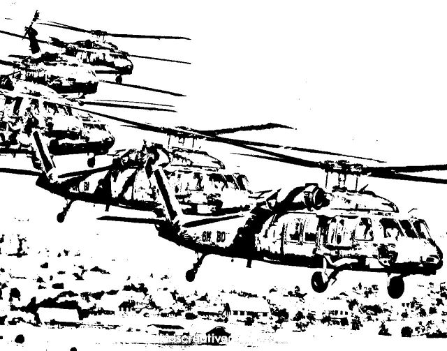 Black Hawk Helicopters Coloring Pages for Teenage Boys