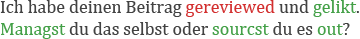 Beispiele für das Konjugieren englischer Wörter im Deutschen