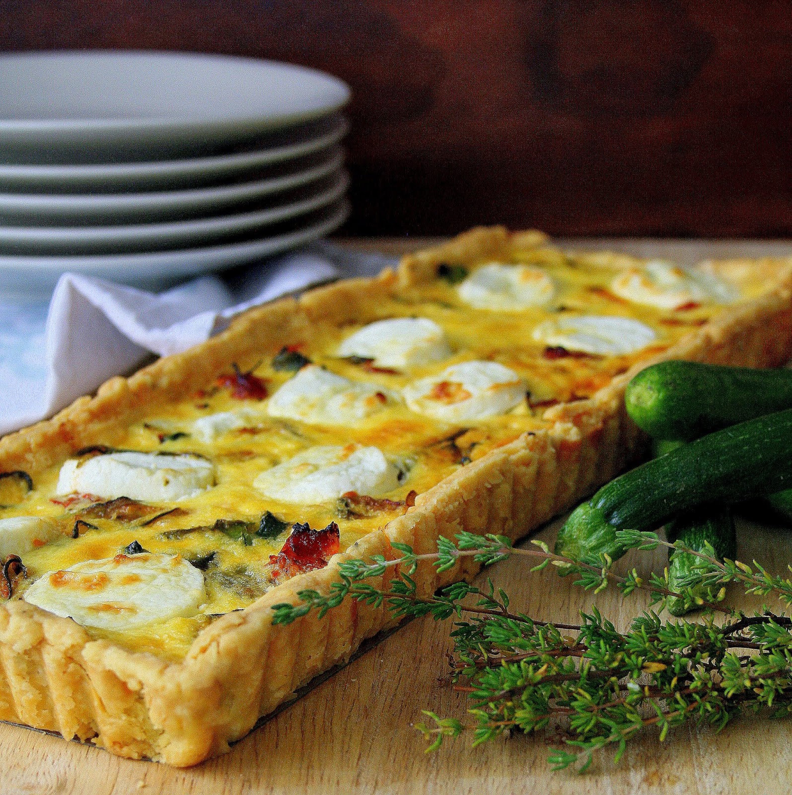 Cupcakes & Couscous BABY MARROW, SUNDRIED TOMATO and CHEVIN TART
