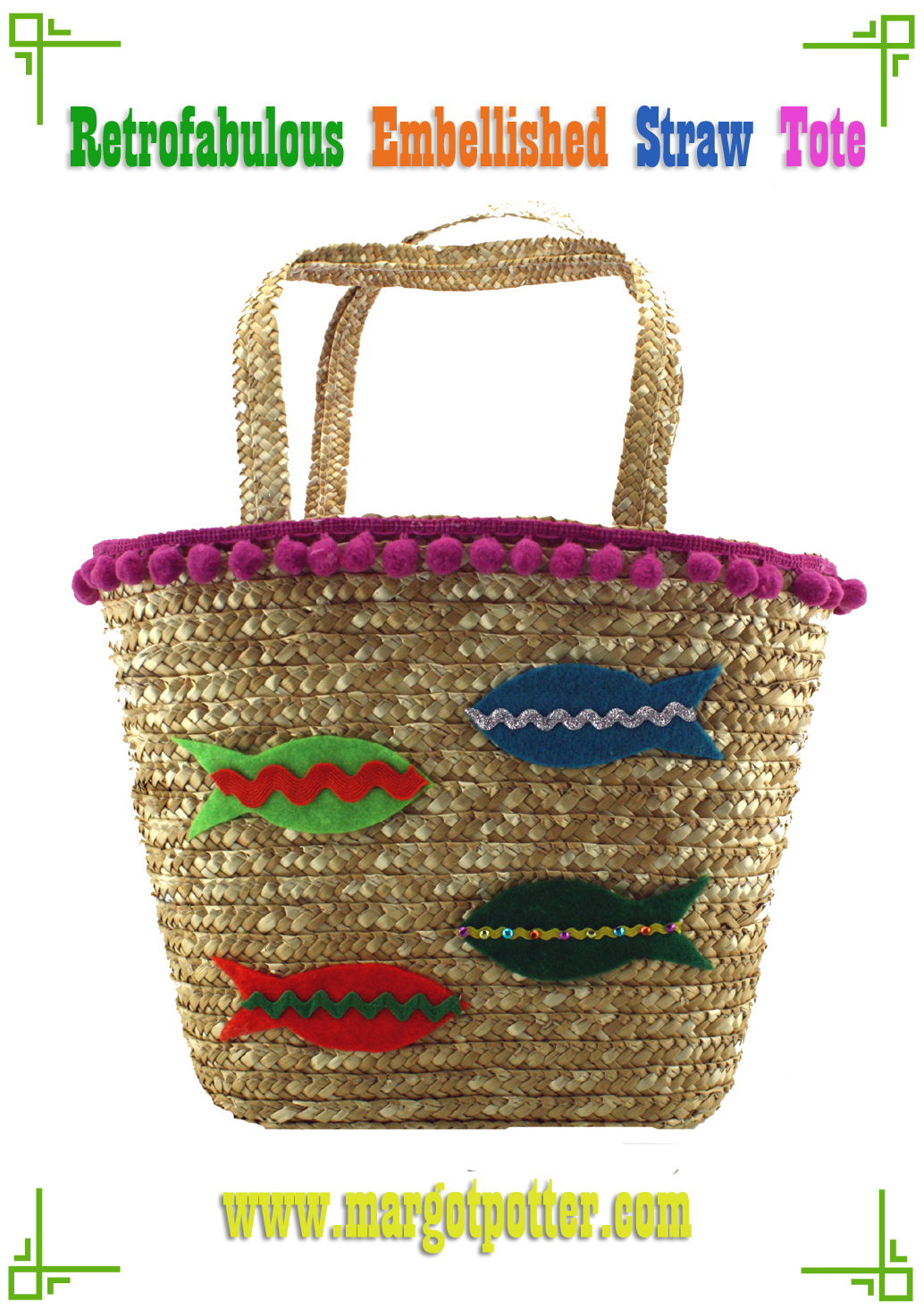 The Impatient Crafter iLoveToCreate Retrofabulous Embellished Straw Tote