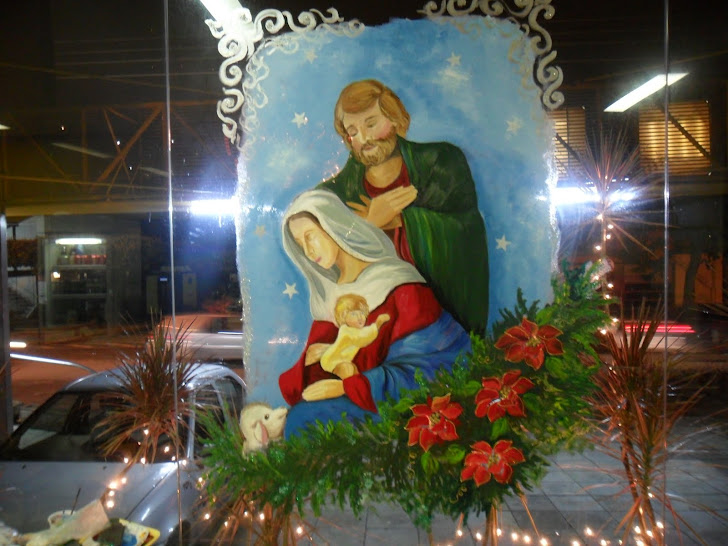 Presépio pintado em vidro. Natal 2011 padaria Premialy de Timóteo.