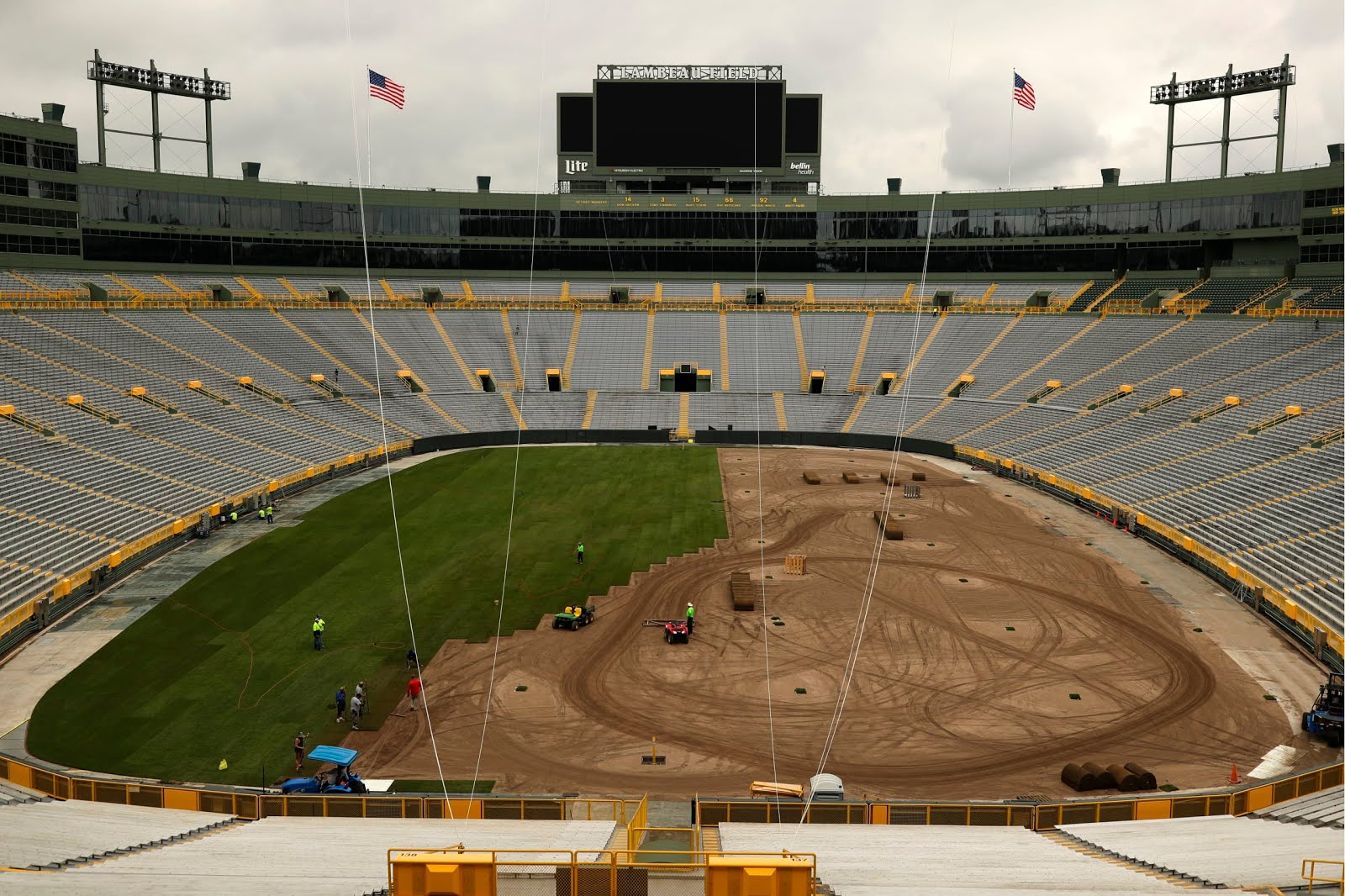PACKERVILLE, U.S.A. Replacing the Lambeau Field Turf, Lights