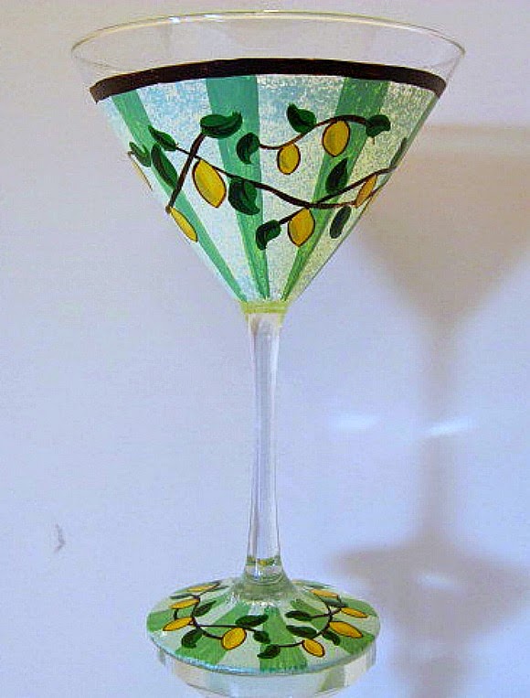 Lemon Drop Martini Glass Hand Painted Lemon Drop Martini Glass / www.kudoskitchenbyrenee.wazala.com
