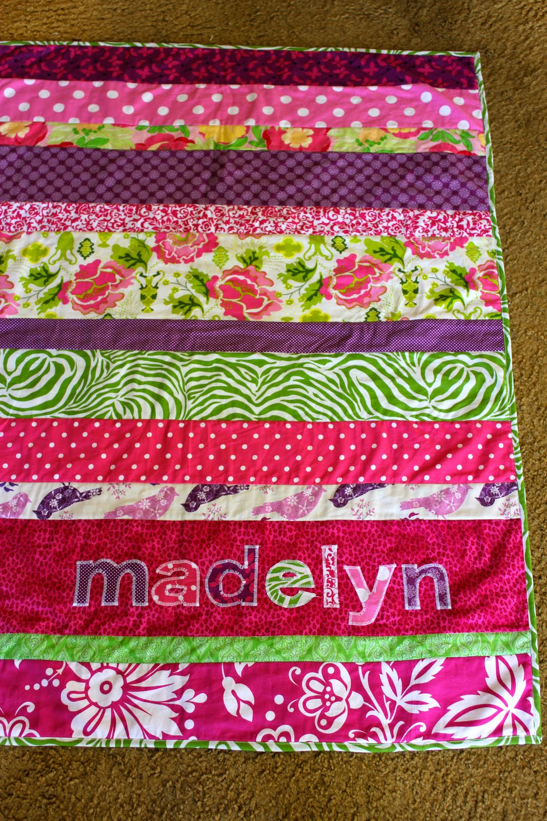 Lu Bird Baby Easy Strip Quilt Tutorial
