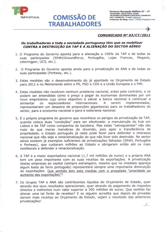 Comunicado 03/2011 (frente)