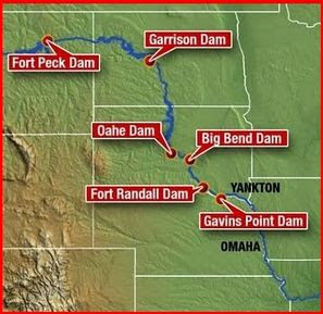 6 Dams making up the upper Missouri River Reservoir System