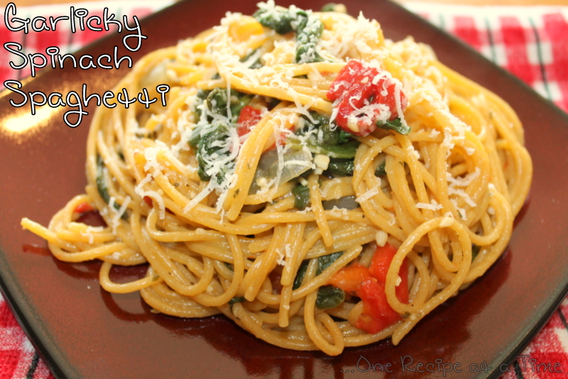 Learning the Ropes...One Recipe at a Time Garlicky Spinach Spaghetti