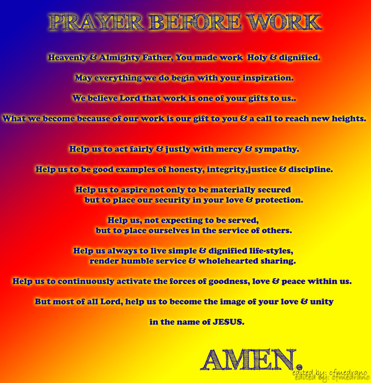 PRAYER BEFORE WORK