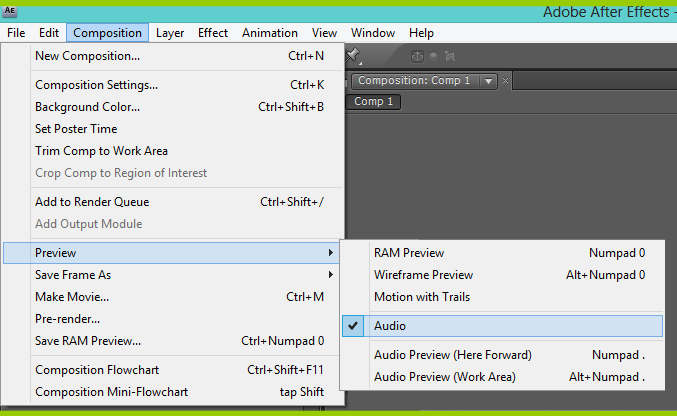 Enable Audio Preview In Adobe After Effects
