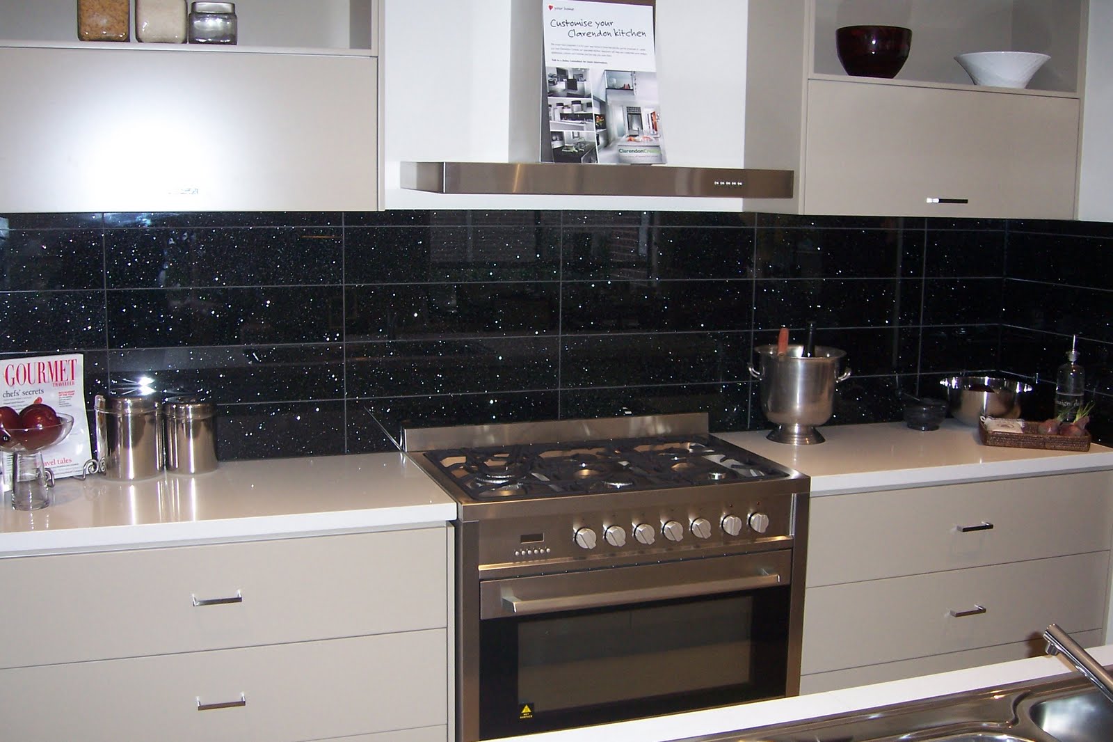 Black and white bathroom tile Kitchen Splashback Tiles Ideas
