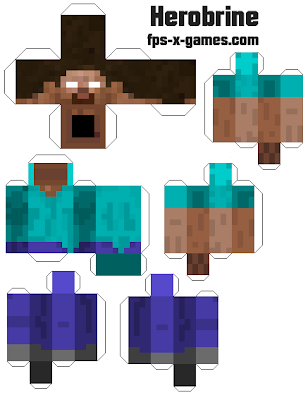 Minecraft herobrine papercraft template Minecraft herobrine papercraft template