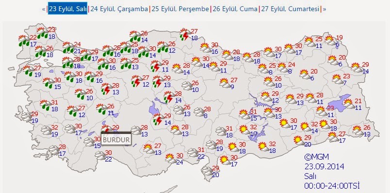 23 Eylül 2014 Hava Durumu! 23.09.2014 Hava Nasıl Olacak?