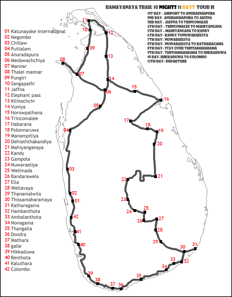 Route Maps RAMAYANA TOURS IN SRI LANKA