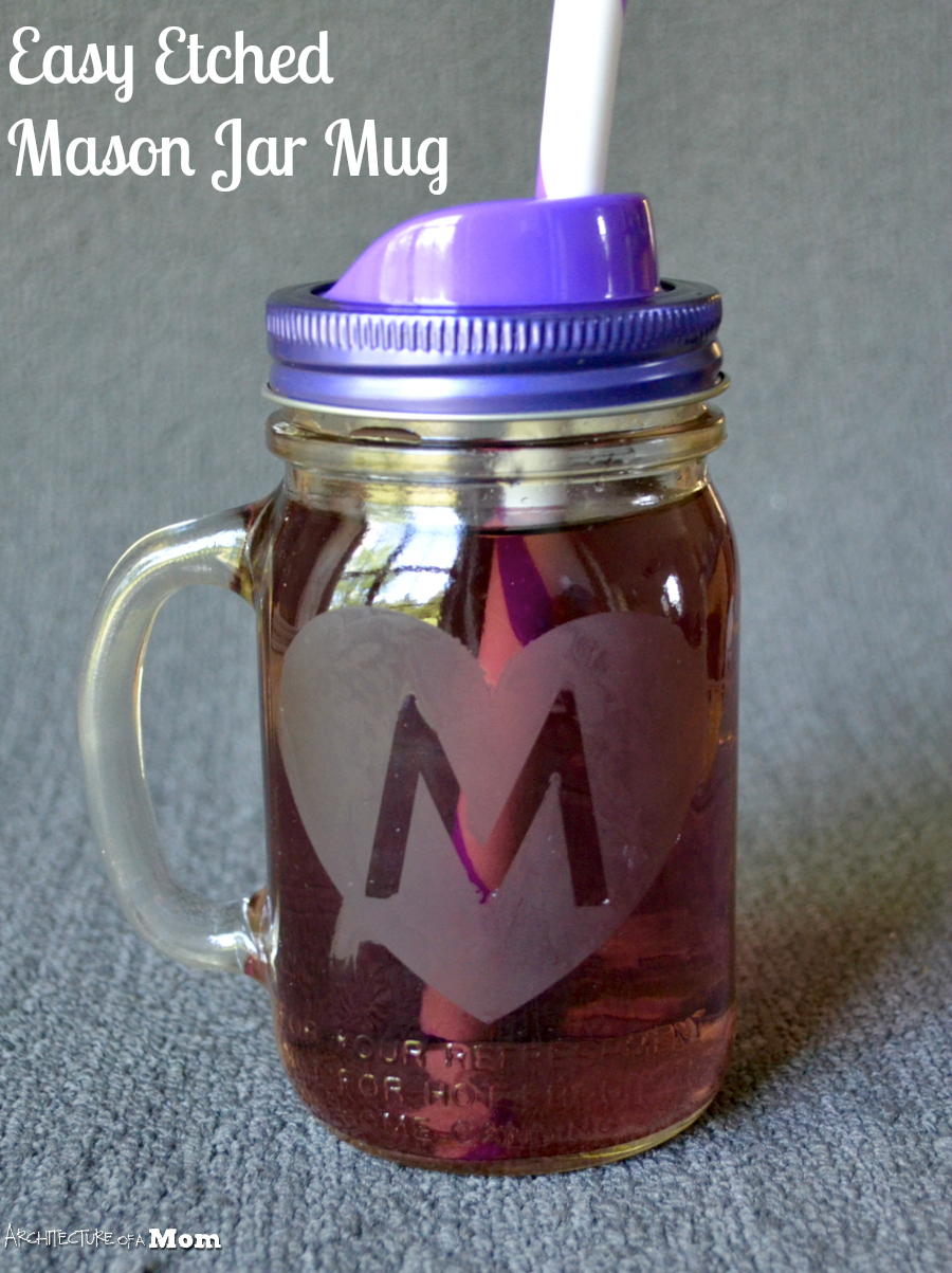 Etched Mason Jar Mug