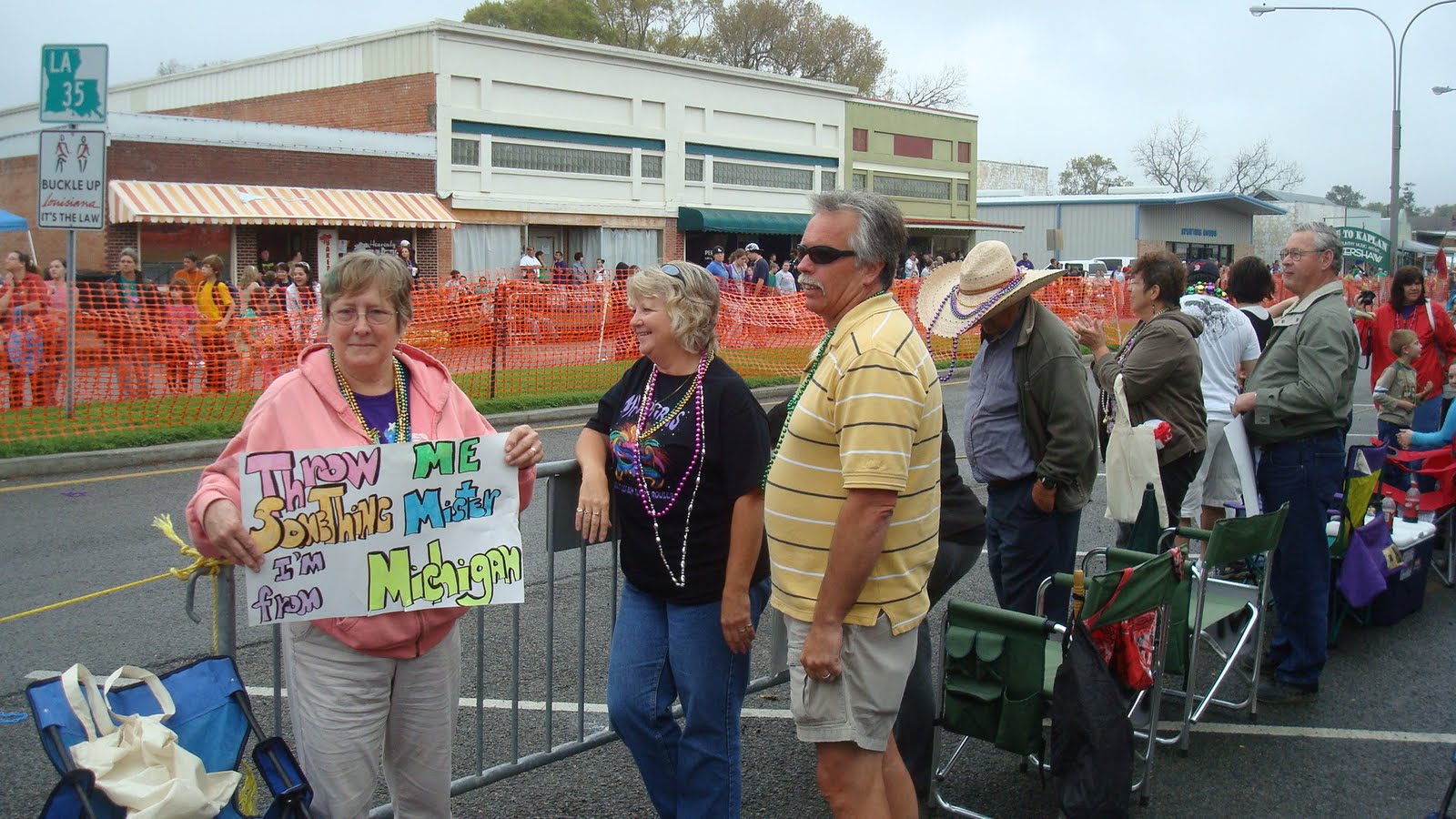On the Road with Dean, Judy, and Chica Kaplan, LA. Madri Gras parade
