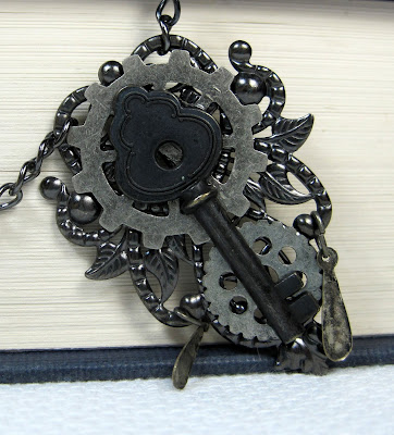 Filigree and Gear Necklace Steampunk Style Clockwork Key Necklace