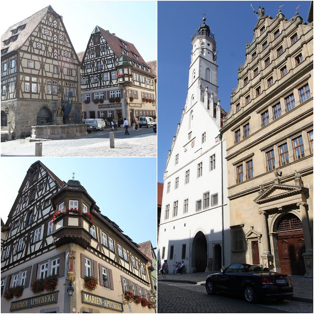 The unique structure of houses and town hall in white building in Rothenburg, Germany The unique structure of houses and town hall in white building in Rothenburg, Germany