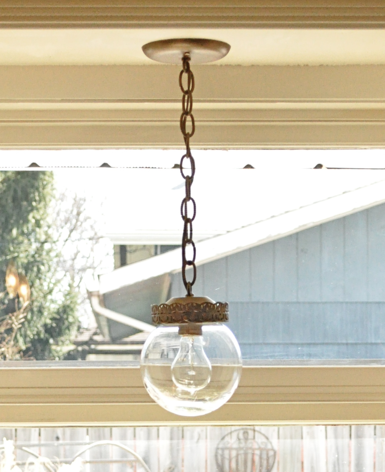 My kitchen's newold light fixture make over...thrift store pendant