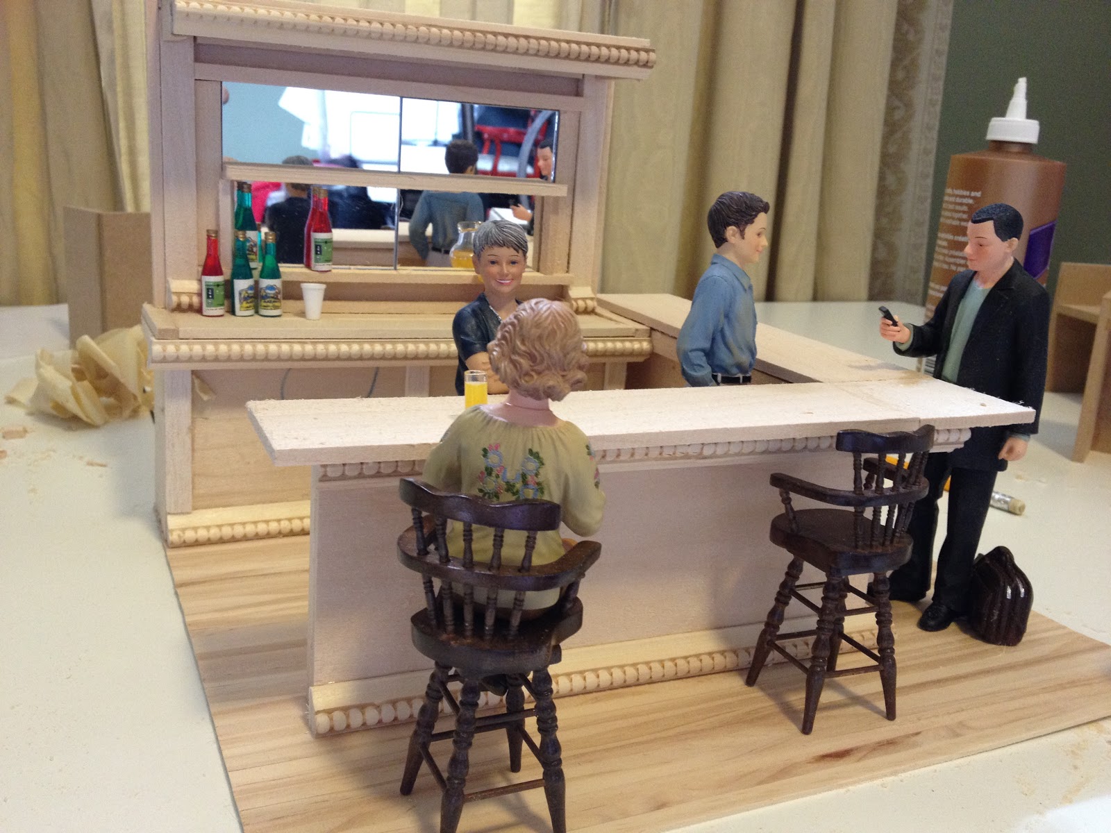 Jocelyn's Mountfield Dollhouse Scratch Built Dollhouse Bar Counter and