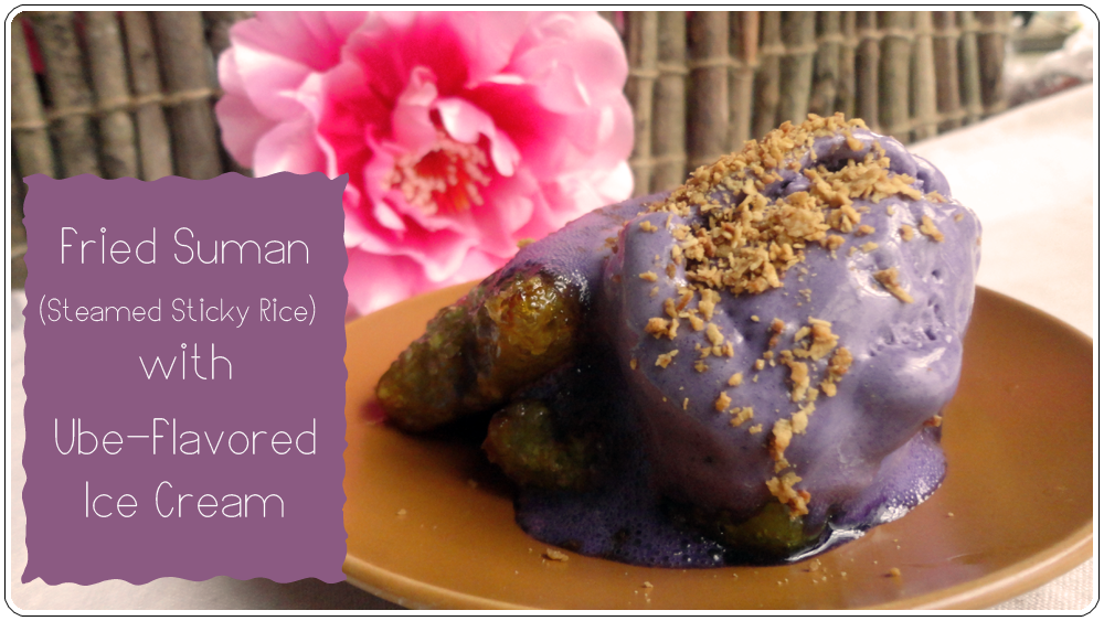 Fried Suman (Steamed Sticky Rice) with Ube Ice Cream Fried Suman (Steamed Sticky Rice) with Ube Ice Cream