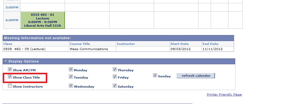 class schedule form