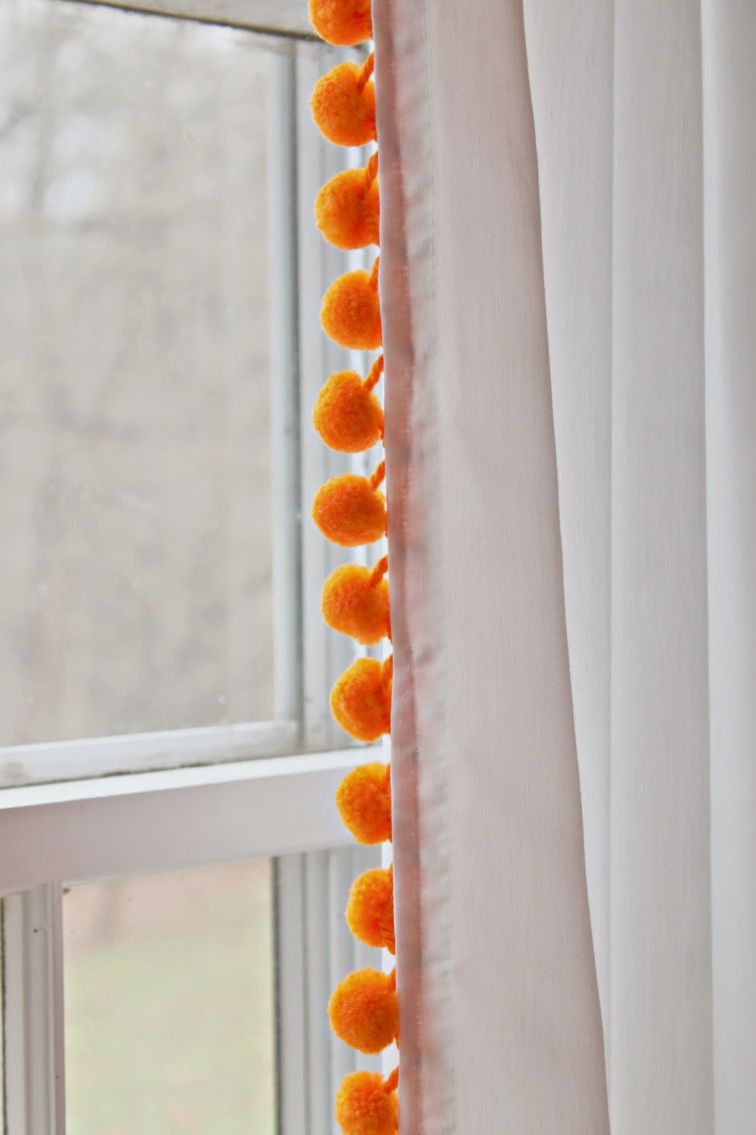 the little farm diary On Adding Pom Poms To Curtains