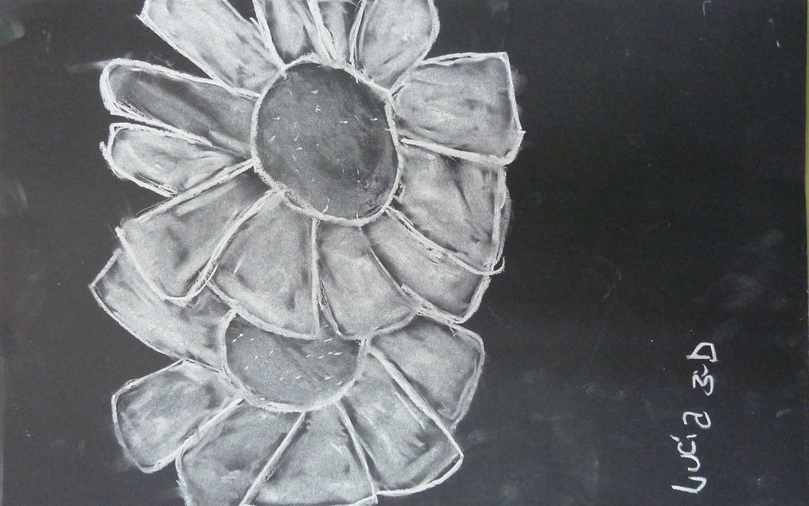 We ARE Creative! White Chalk on Black Paper Flowers