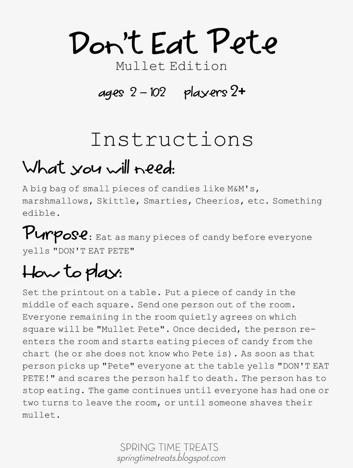 Spring Time Treats Don't Eat Pete Mullet Edition